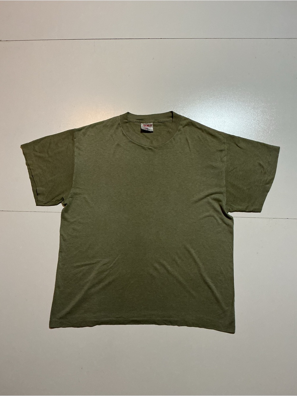 Vintage 80s 90s Selec-T Teejays Made In USA 50/50 Olive Single Stitch T-Shirt